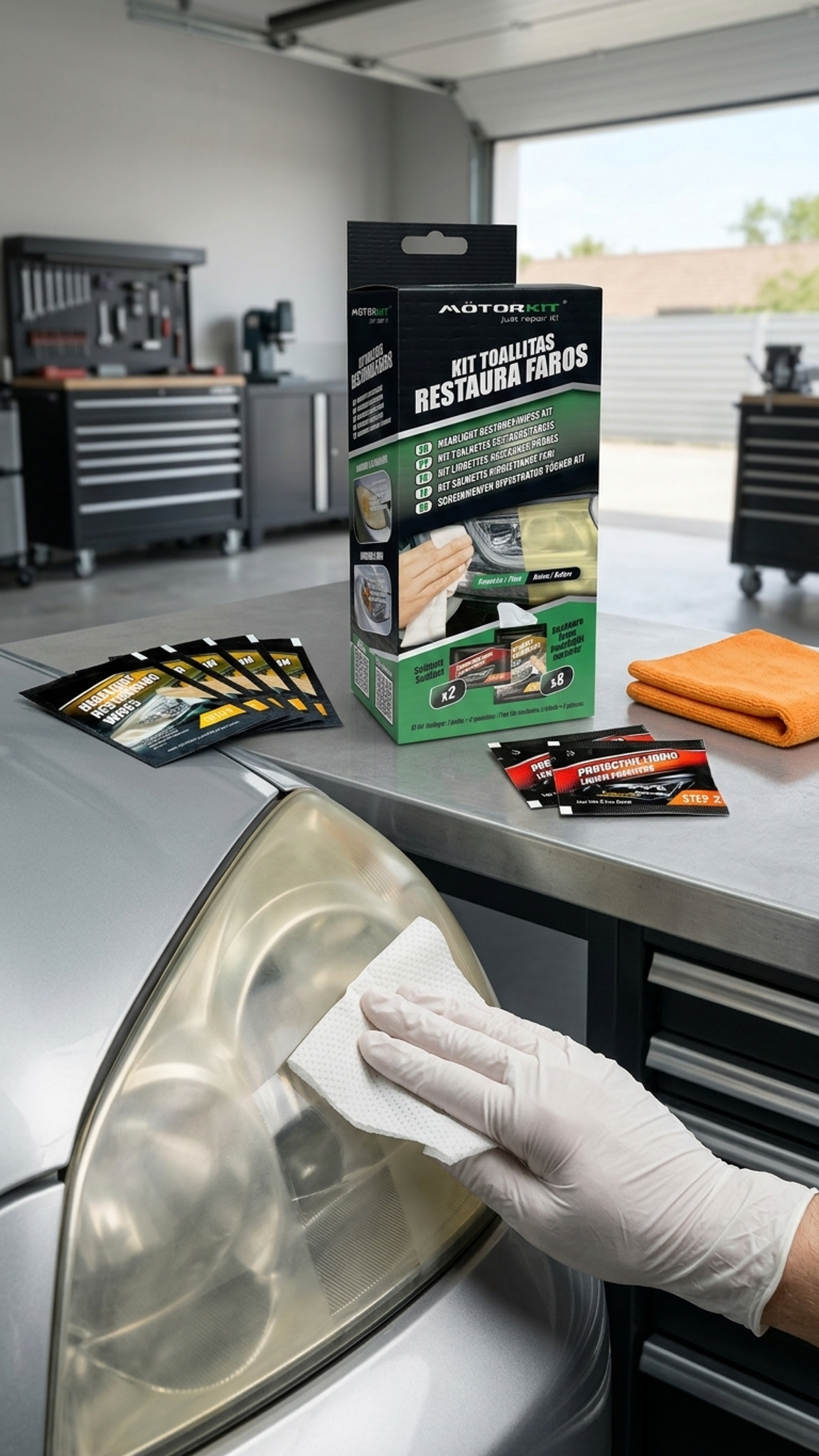 Kit Șervețele Restaurare Faruri Motorkit 8 buc - Contextual